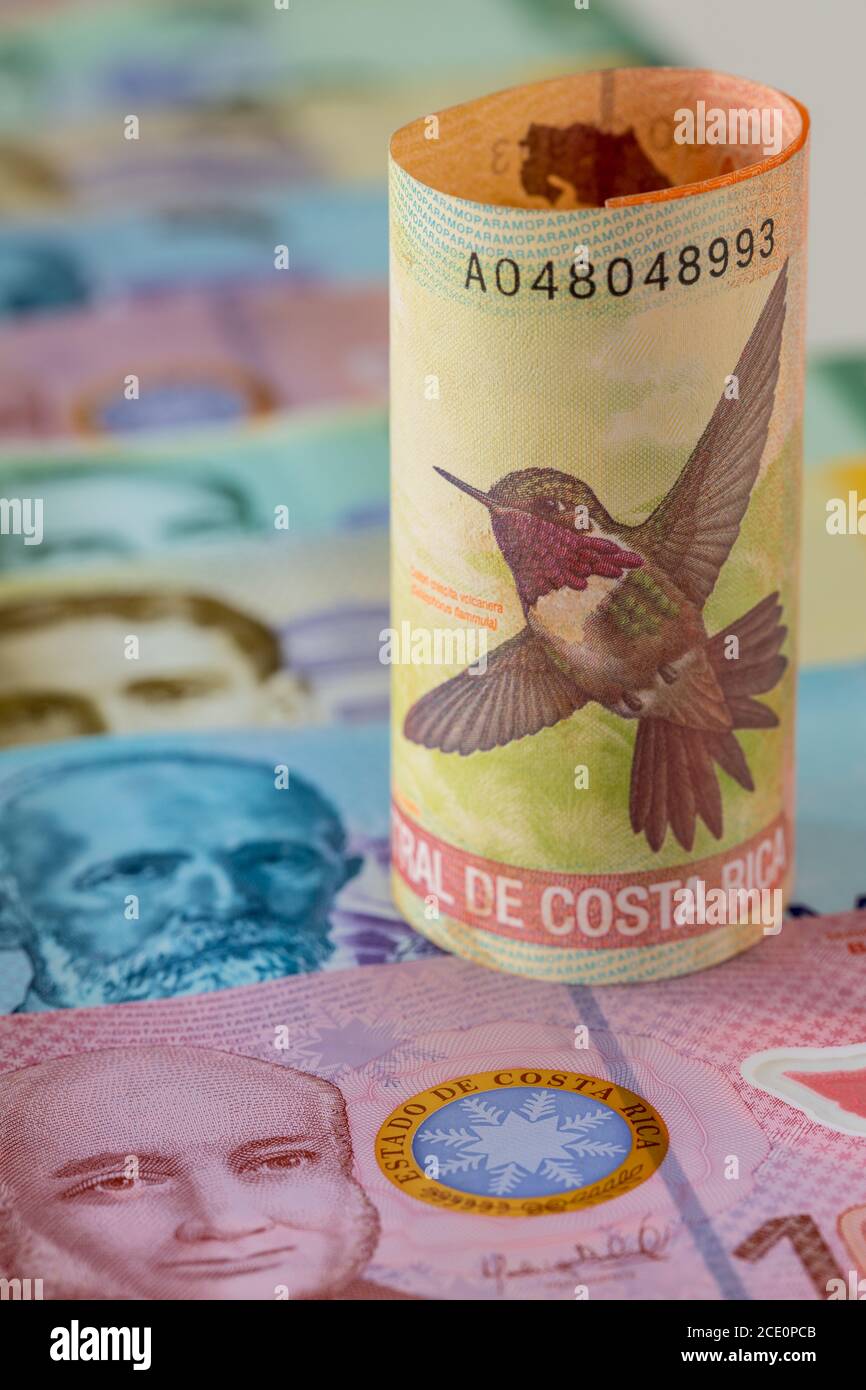 Currency from Costa Rica. The highest face value of 20,000 colones