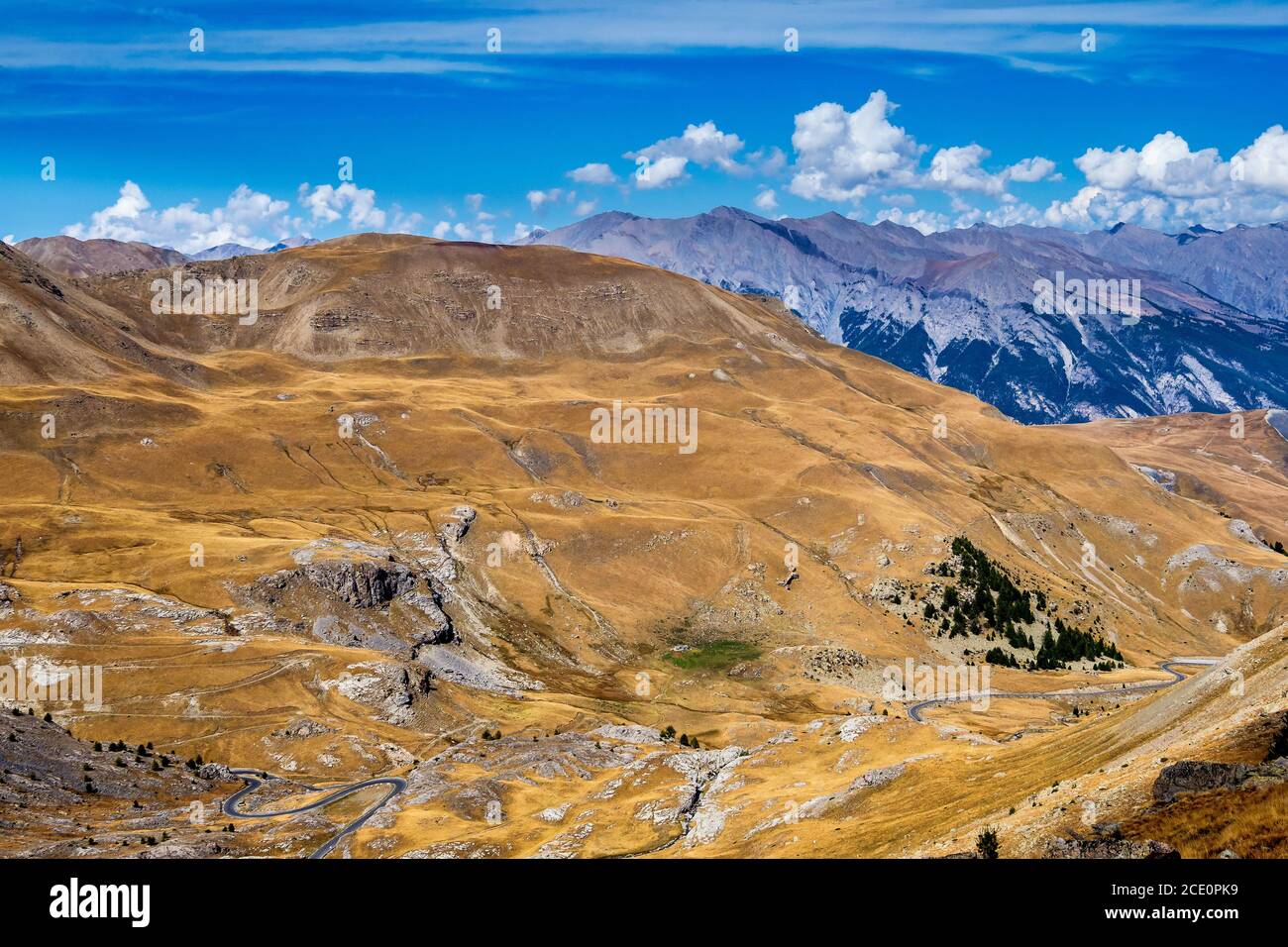 Alpine landscape of the French alps, Col de la Bonette in the Provence Alpes, France. Stock Photo