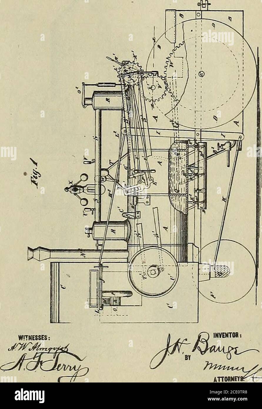 . Digest of United States automobile patents from 1789 to July 1, 1899, including all patents officially classed as traction-engines for the same period. Chronologically arranged ... together with lists of patents in the classes of portable-engines, traction-wheels, electric locomotivs, and electric railway battery systems ... . 448 M/SCELLANEOUS^ i. H. BANGE.Road Engine. No. 168,600. 3 SheelE-Sheet 2 Palenlucl Oct. U, IB7S. No. 168,600. ). H. BANGE.Road Engine. SSheelS-ShesI 3 Palenled Oct. II. 1675. Stock Photo