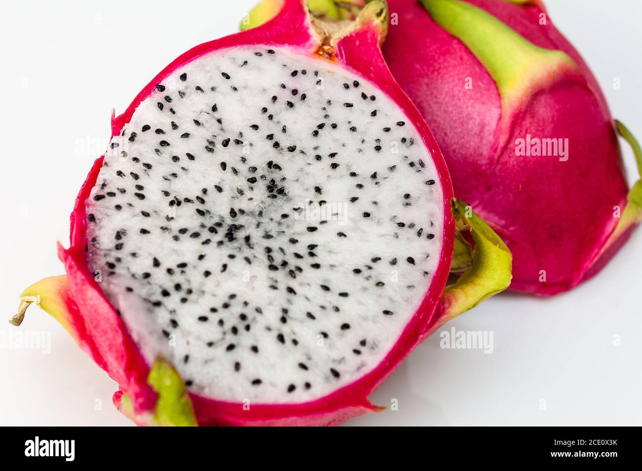 Fresh pitahaya on white background. Dragon fruit. Stock Photo
