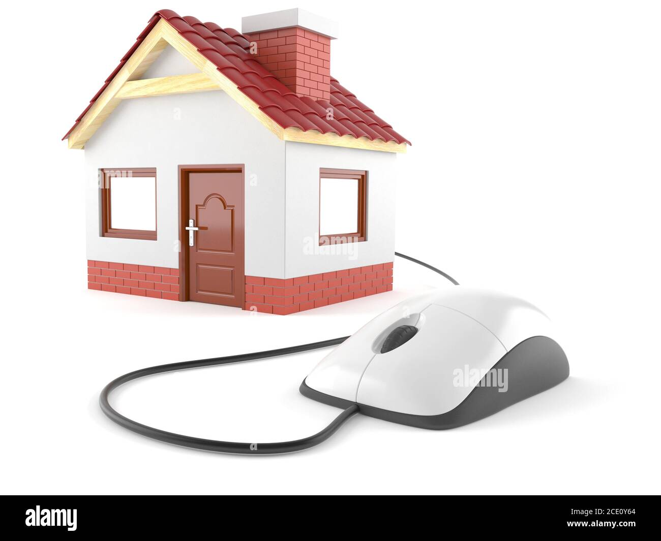 Small house with computer mouse isolated on white background Stock ...