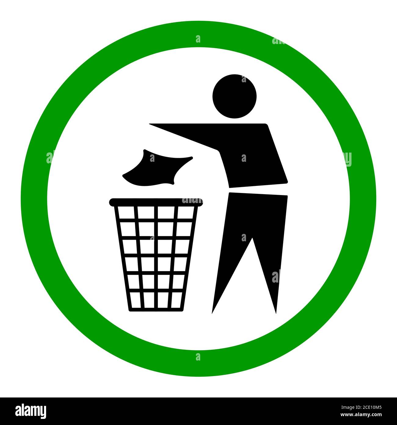 Do not litter flat icon in green circle isolated on white background