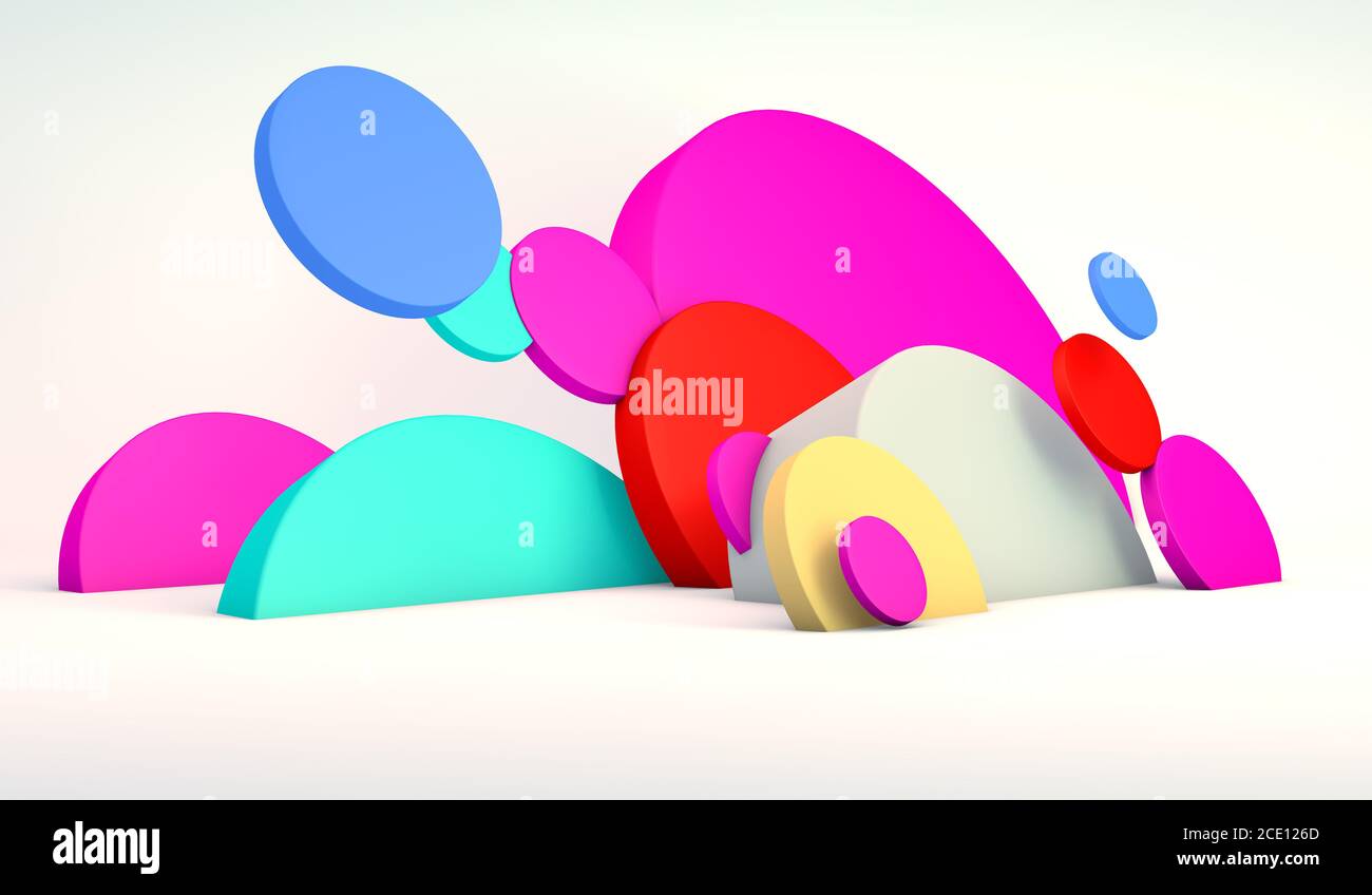 3d render of a series of abstract 3d circles for use online or with print Stock Photo