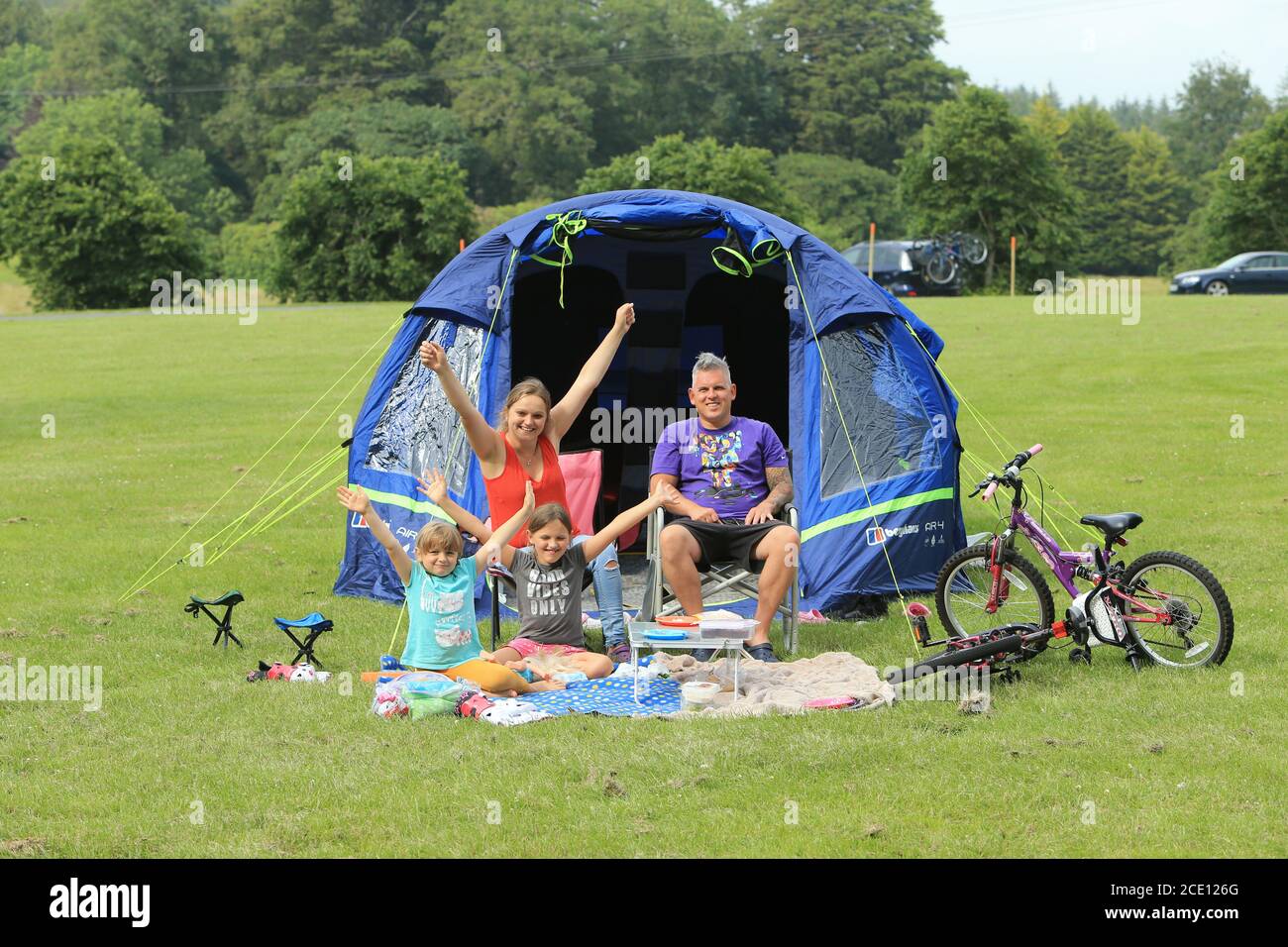To Go With Henry Mcdonald Observer Story On Camping Open In Northern Ireland 26 June 2020 Enjoying A Return To Camping Polish Family Mirchin Kon Dad Natalia Kon Mum Sit With Their