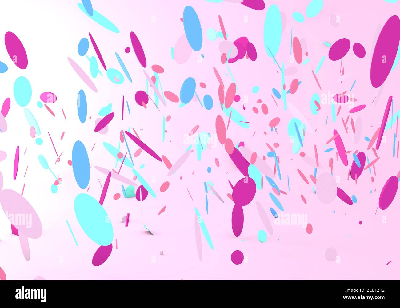 3d render of confetti falling on a pink background Stock Photo