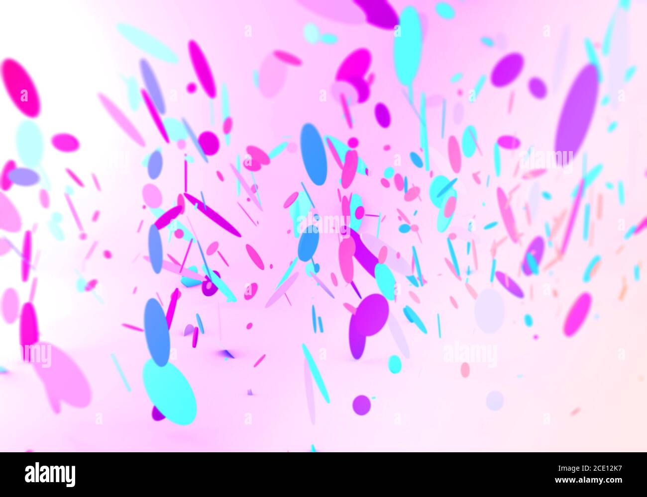 3d render of confetti in blue and pink falling down on a pink ...