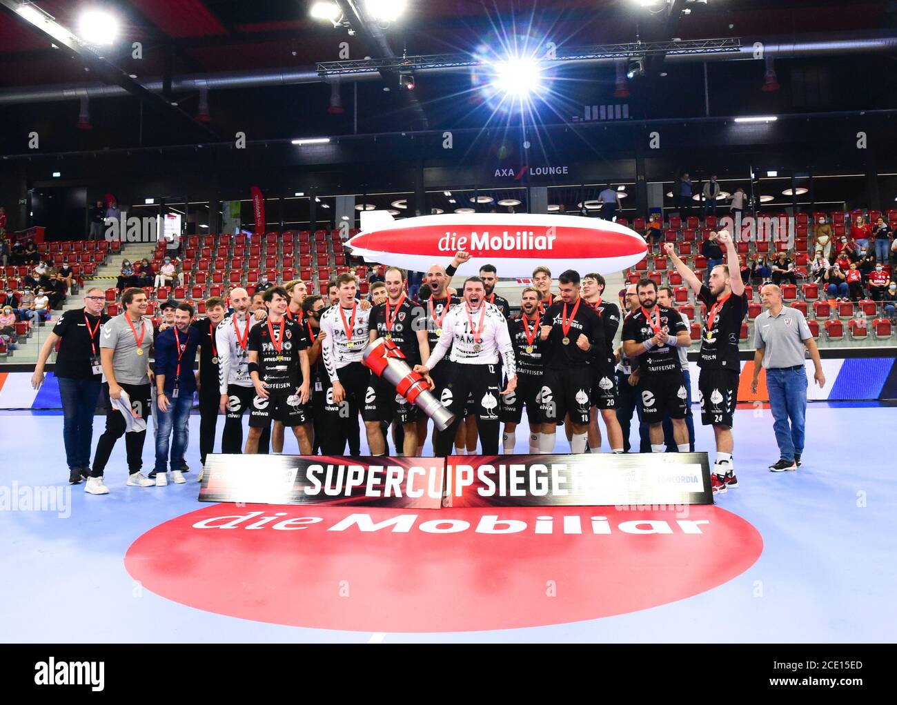 08/30/2020, Winterthur, Axa Arena, Handball Supercup men Cadets Schaffhausen - HSC Suhr Aarau, Supercup winner HSC Suhr Aarau Stock Photo