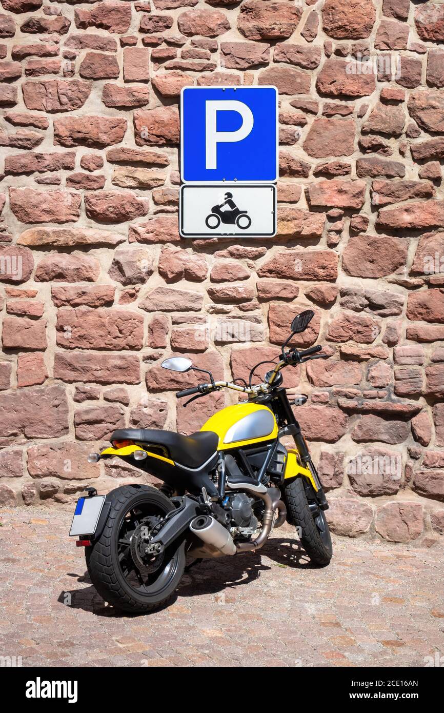 motorbike parking sign germany Stock Photo