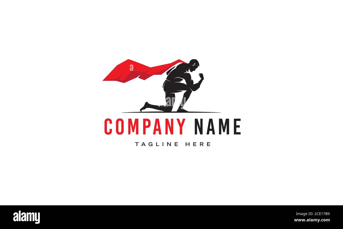 Vector logo on which an abstract image of a superman with a red cloak who  kneeled Stock Vector Image \u0026 Art - Alamy, image size:1300x870