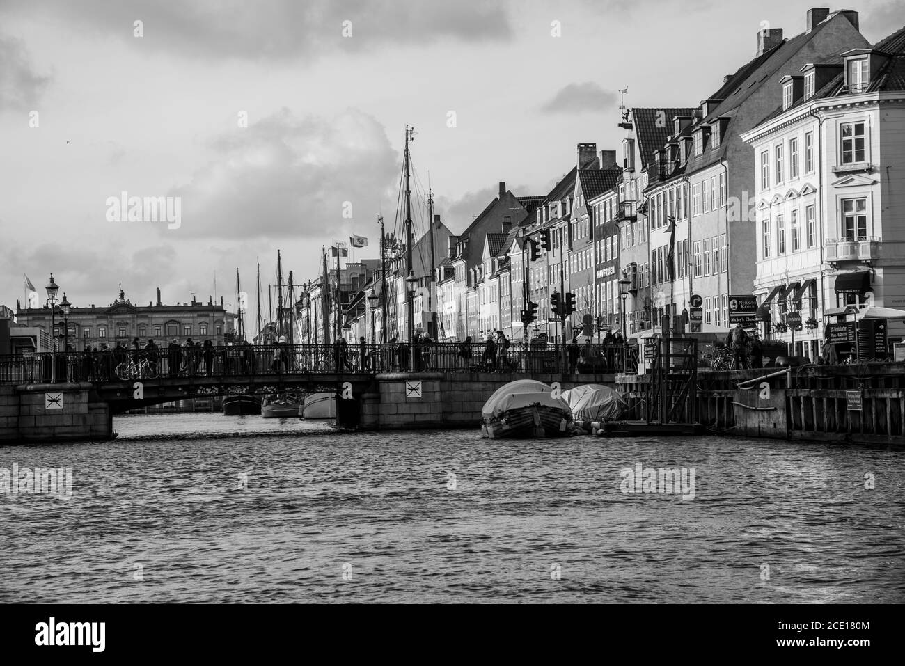 Copenhagen (DK)-February 14th 2020-Iconic colorful townhouses at Nyhavn in Copenhagen (DK) Stock Photo