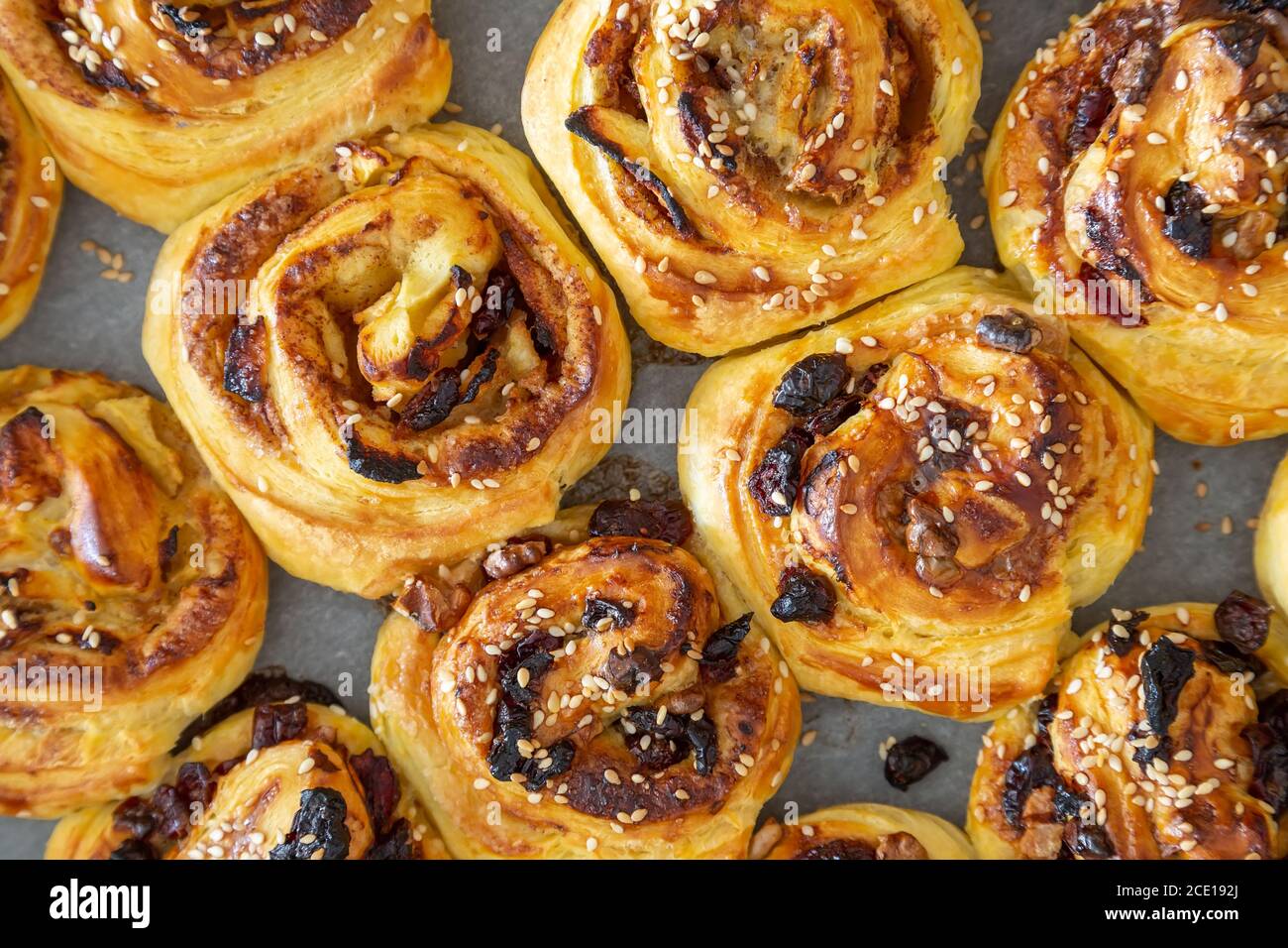 Puff pastry sweet roll buns freshly baked Stock Photo Alamy