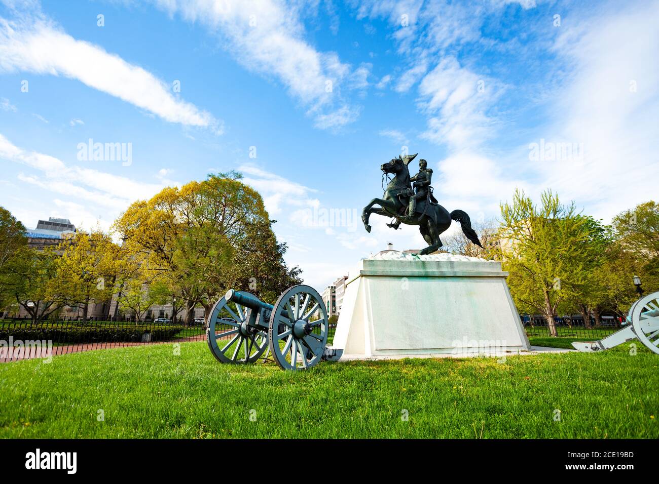 Lafayette Square Park with statues and a long history near White House