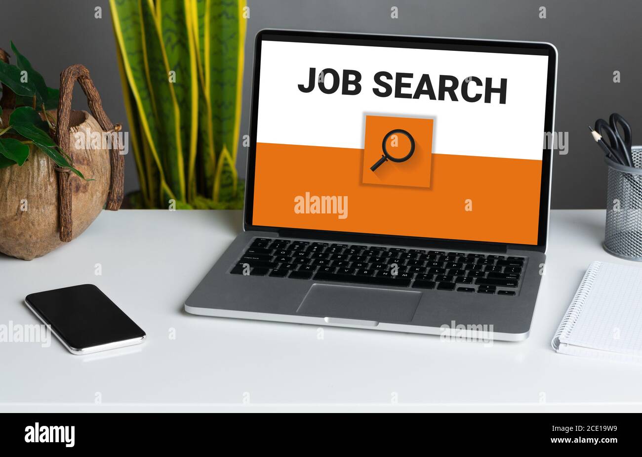 Laptop on the desk with job search engine on monitor Stock Photo Alamy