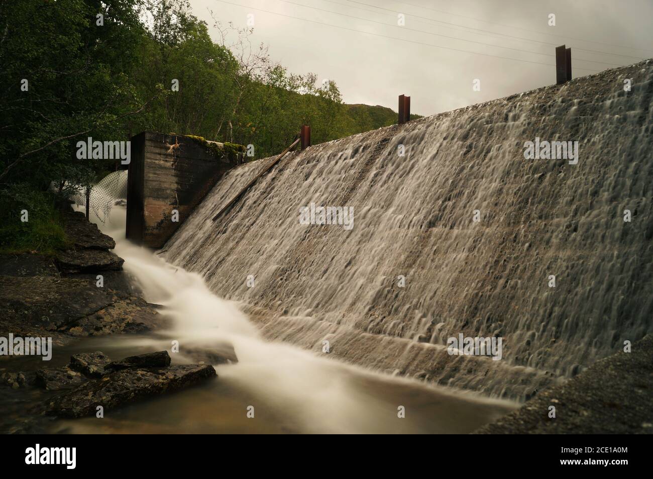 Dam with running water Stock Photo