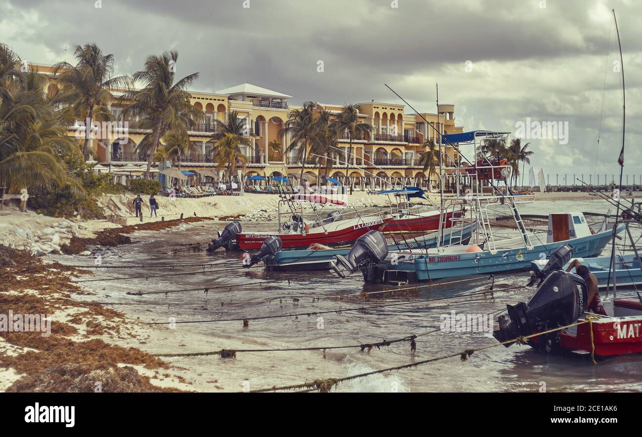 Landscape of Playa del Carmen's Beach Stock Photo