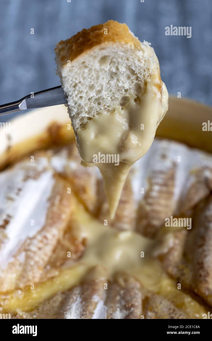 Swiss cheese fondue with bread Stock Photo Alamy