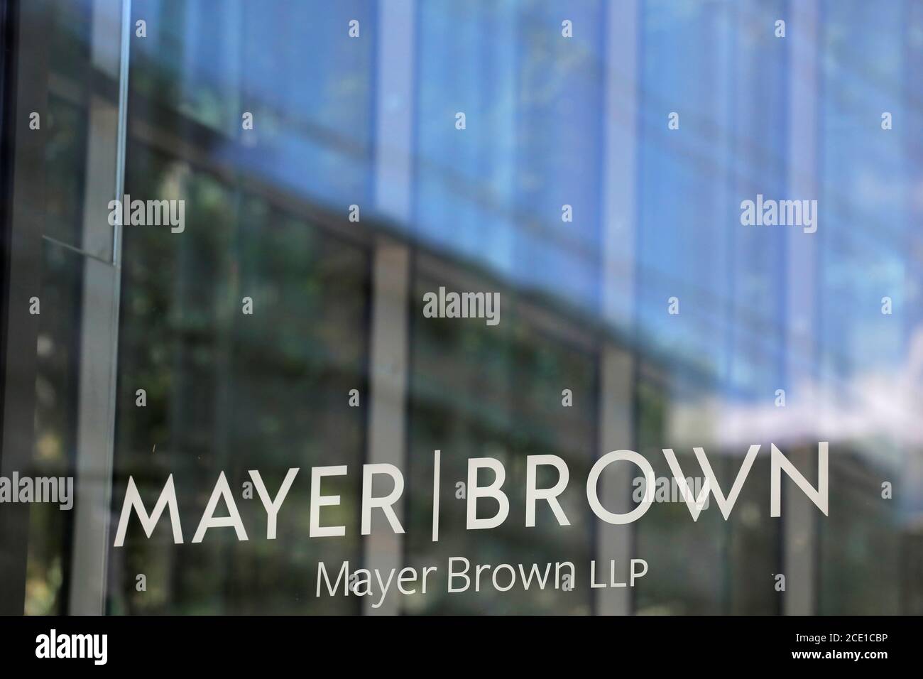 Signage is seen outside of the law firm Mayer Brown LLP in Washington