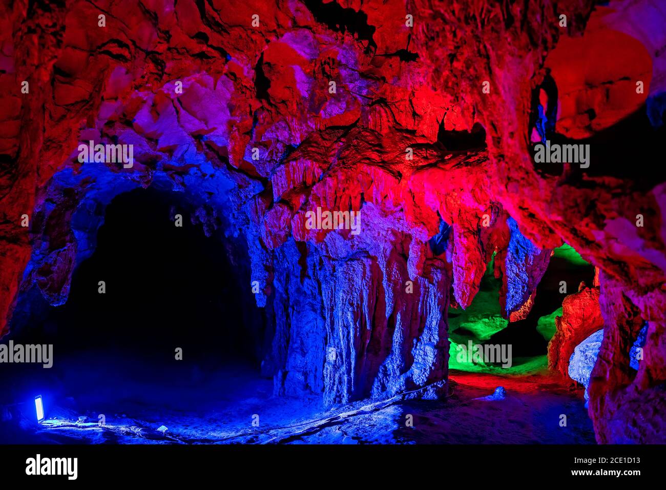 Stunning Huanglong Yellow Dragon Cave Stock Photo