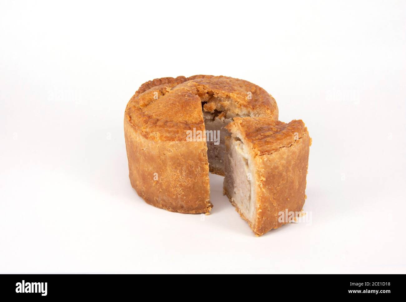 Still-life of British pork pie, Leicestershire, England, United Kingdom Stock Photo