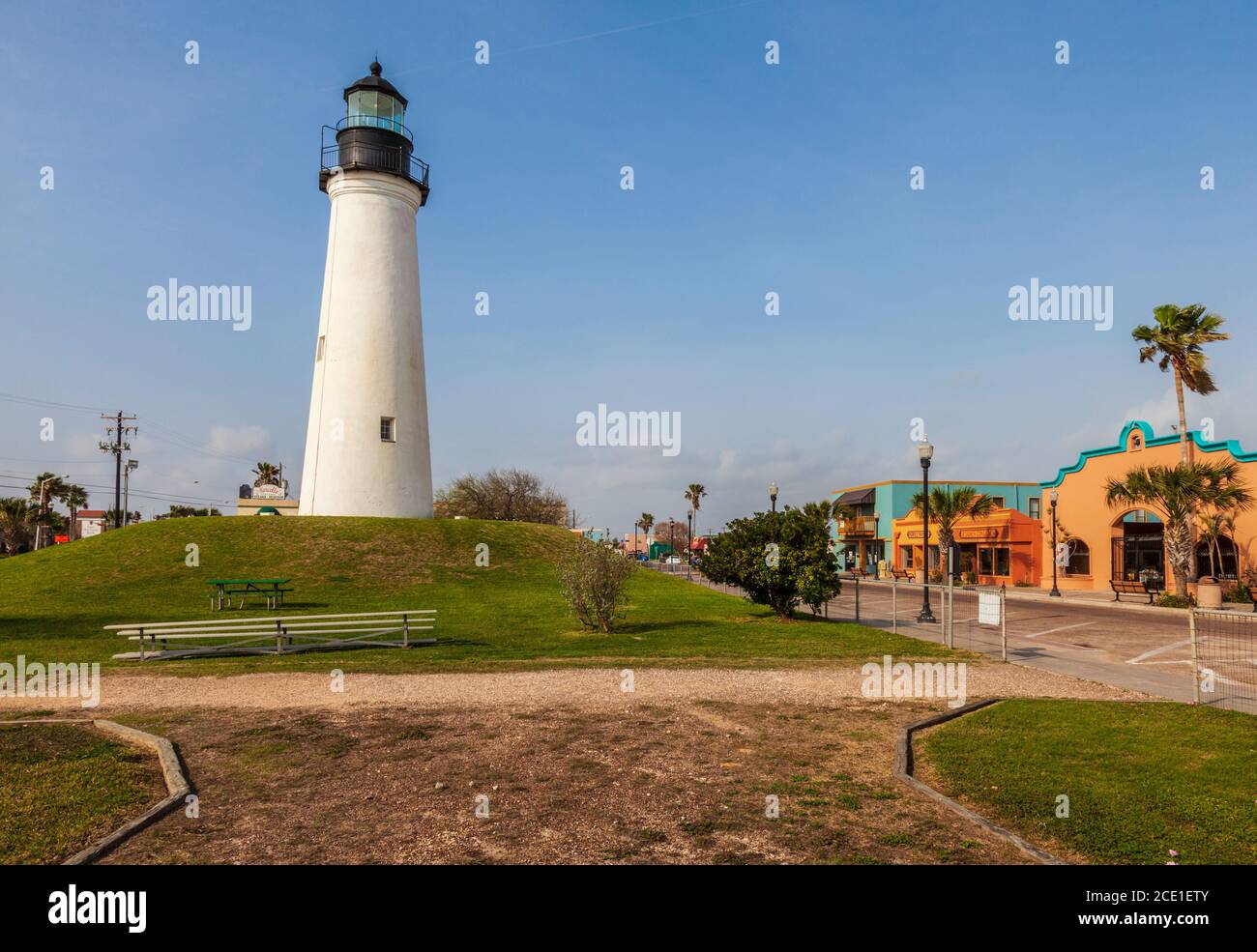 Port (Point) Isabel Lighthouse and Texas state historic site in Port Isabel, Texas. Stock Photo