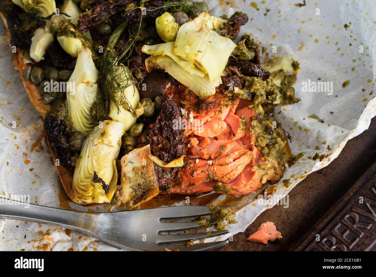 Mediterranean Salmon in Parchment Paper Salmon fillet topped with