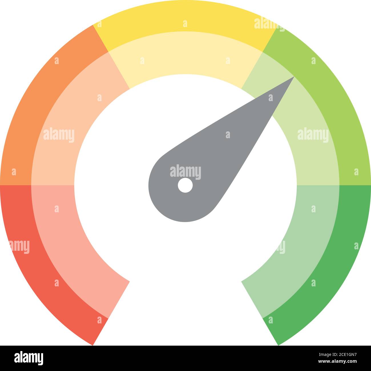 Radial gauge scale from red to green with arrow hand pointer ...