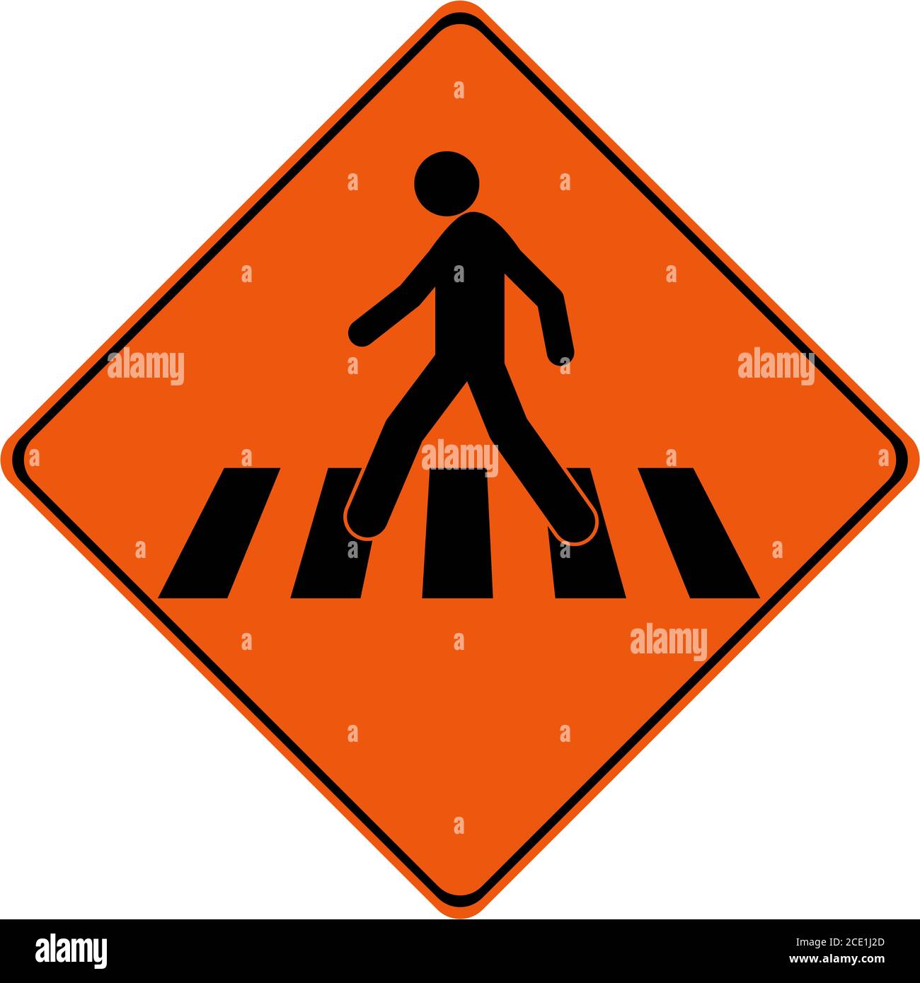 Warning sign with crosswalk symbol Stock Photo