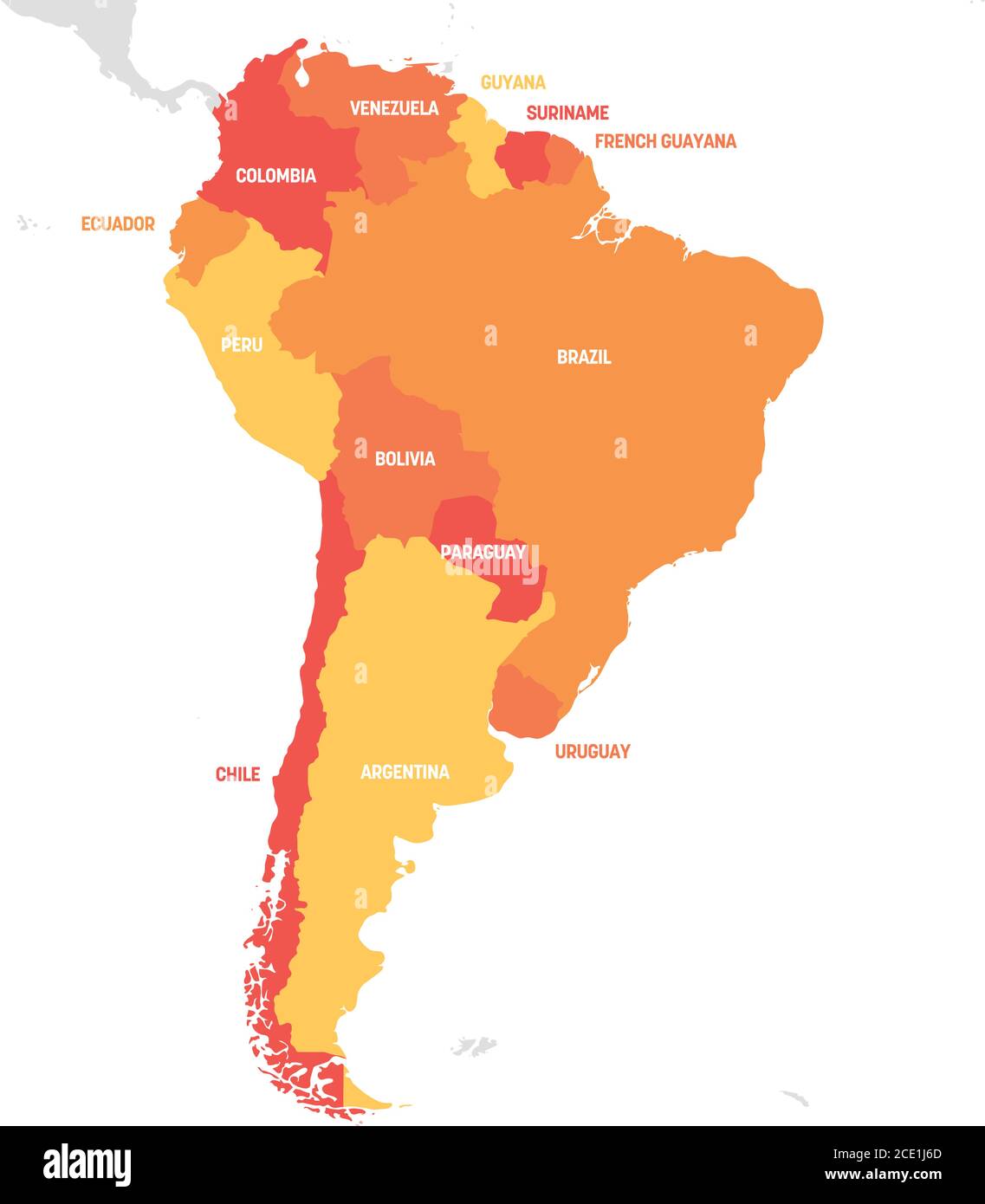 South America Region Map of countries - South America Region Map Of Countries In Southern America Vector Illustration 2CE1J6D 