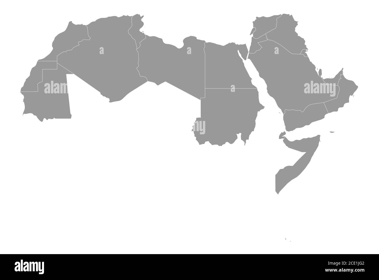 Arab World states political map with higlighted 22 arabic-speaking countries of the Arab League. Northern Africa and Middle East region. Vector illustration. Stock Vector