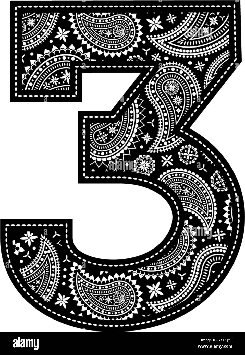 Number 3 With Black Outline