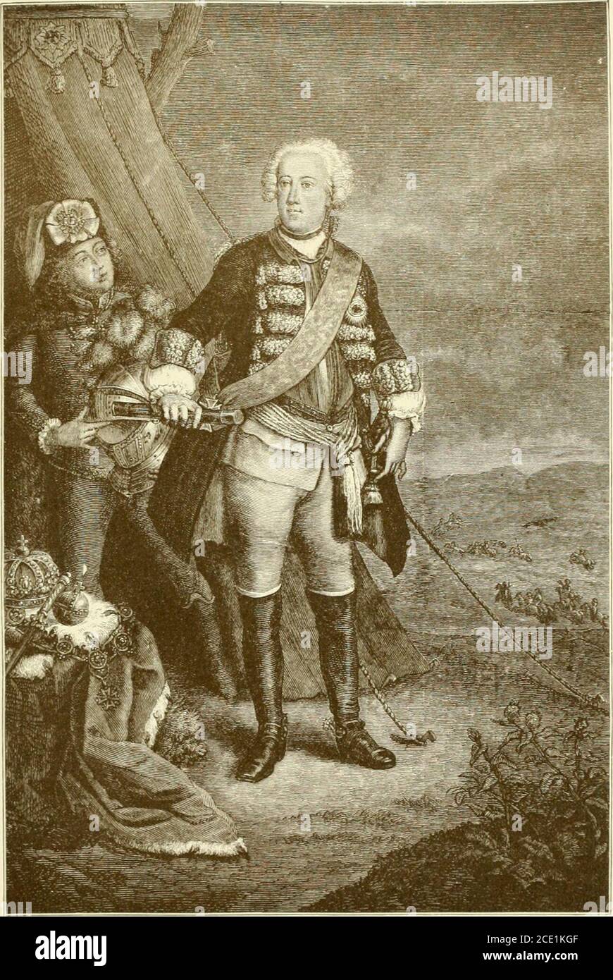 . A history of all nations from the earliest times; being a universal historical library . to his station, dressed with elegance, and avoided labors and PLATE XII.. Crown Prince Frederick. From the original painting by Tlininas Huber (1701)177!)). Berllu, Uobenzollern Museum in the Palace of Monbijou.Hitlory of All Xalirm«, IW. XJ., lini/f lit. FREDE HICK A XI) HIS FA TITER. 213 deprivations, while lie foninMl a close friendsliip with two amiable,but dissolute, officers, Lieutenants von Keith and von Katte. Insuch company he was far too much addicted to the worst excesses,as he afterward ackn Stock Photo