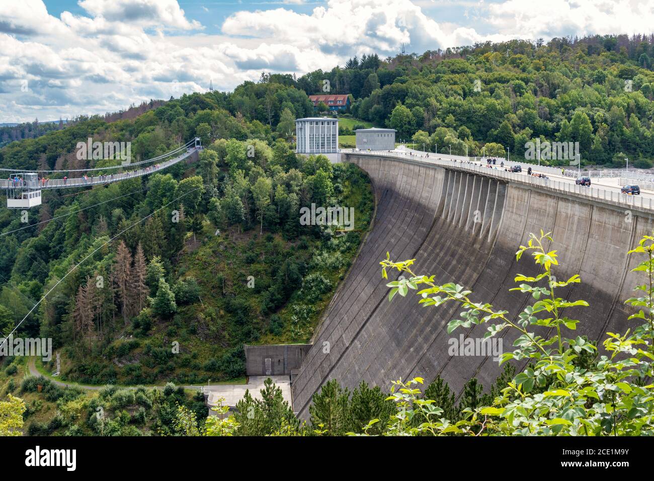 Oberharz am Brocken, GERMANY - August 29.2020: The Rappbode Dam is the largest dam in the Harz region as well as the highest dam in Germany. Stock Photo
