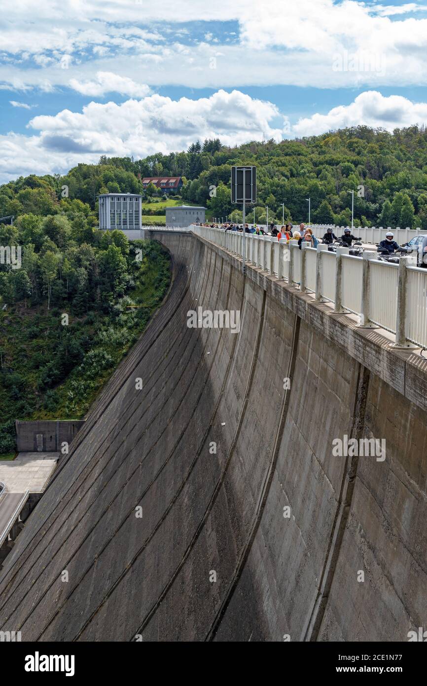 Oberharz am Brocken, GERMANY - August 29.2020: The Rappbode Dam is the largest dam in the Harz region as well as the highest dam in Germany. Stock Photo