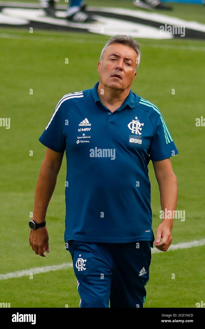 Santos, Brazil. 30th Aug, 2020. Flamengo Coach Domenec Torrent.