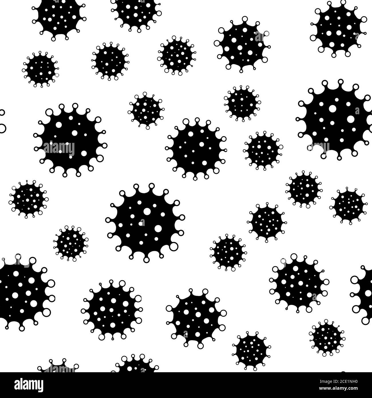 Coronavirus seamless background pattern. Black virus silhouettes. COVID ...