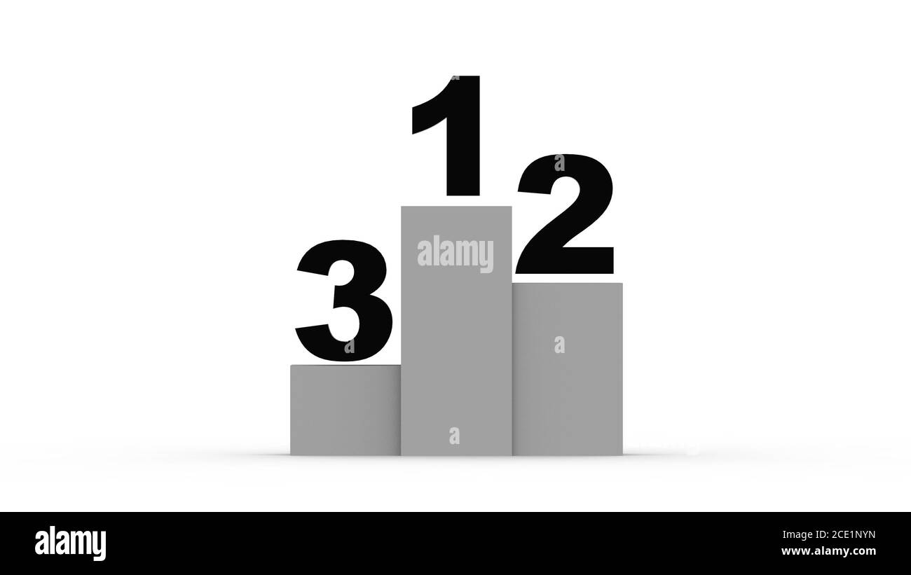 3d Podium sports awards. Winners celebrate rewards competition triumph winning round pedestal