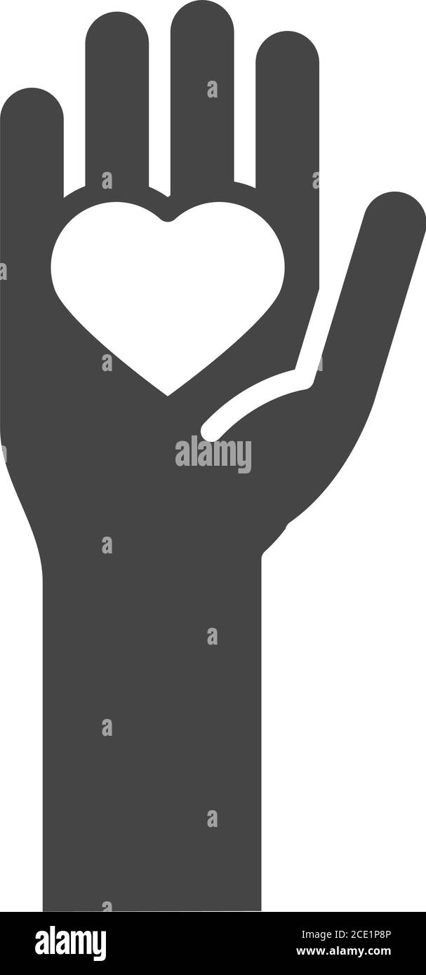 hand showing heart human rights day, silhouette icon design vector ...