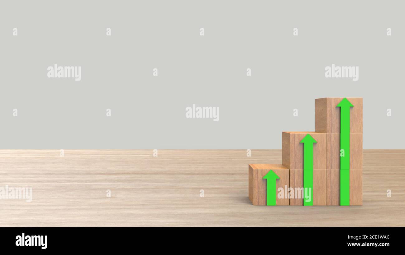 wood block stacking as down stair with green arrow up. Ladder career ...