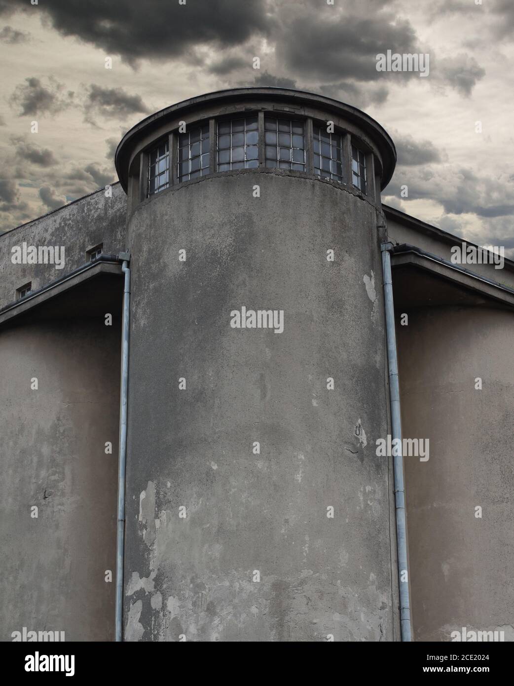 Old abandoned prison building, grunge. Stock Photo