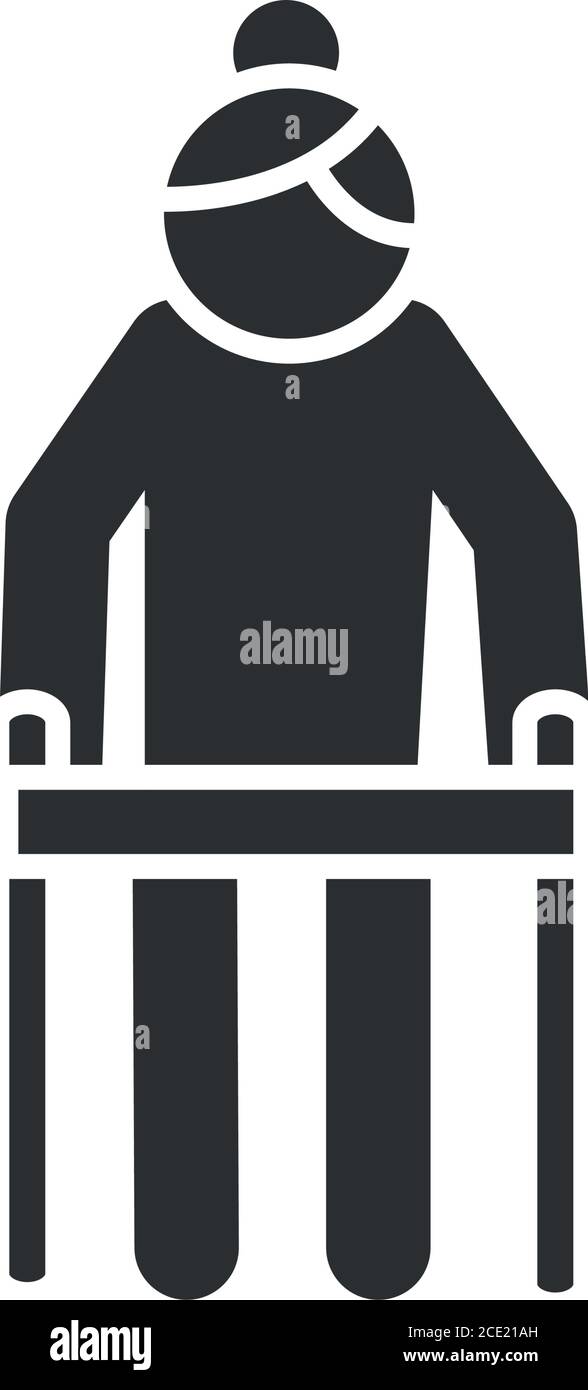elderly woman with walker, world disability day, silhouette icon design