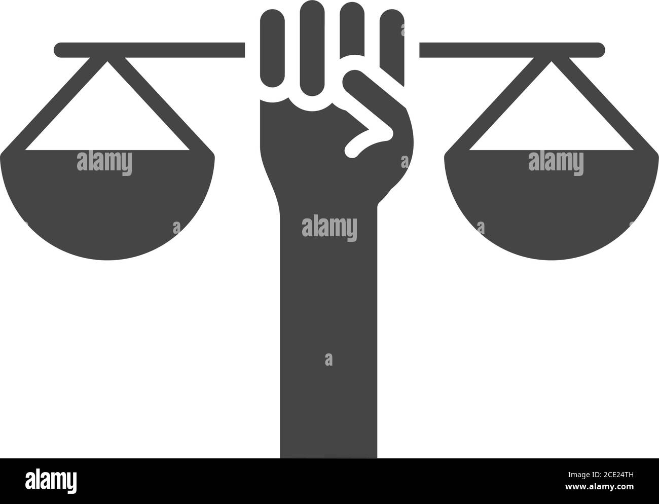 hand holding scale justice law, human rights day, silhouette icon ...