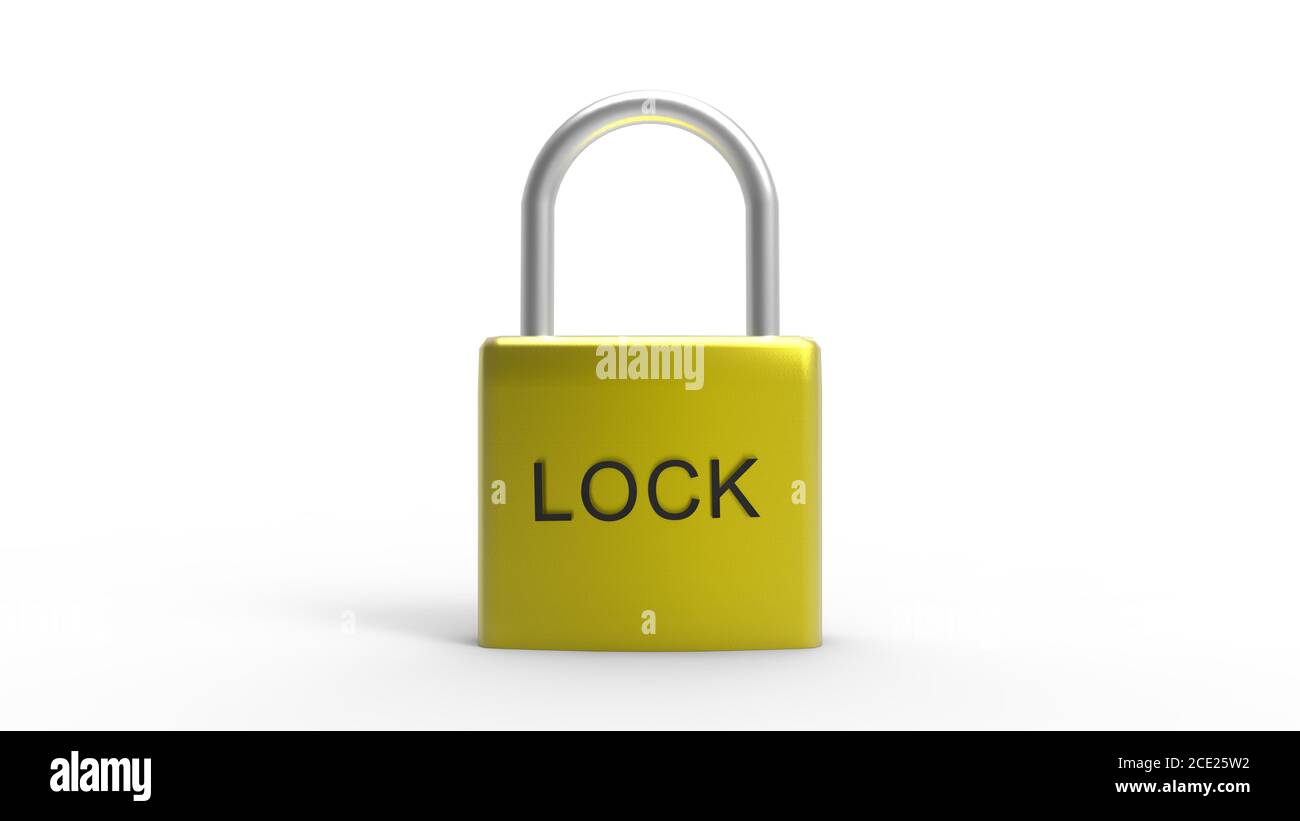 pad lock HD 4k golden yellow metal padlock with word "lock" on metal on