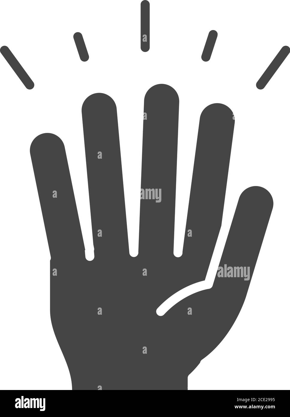 hand showing five fingers, silhouette icon design vector illustration