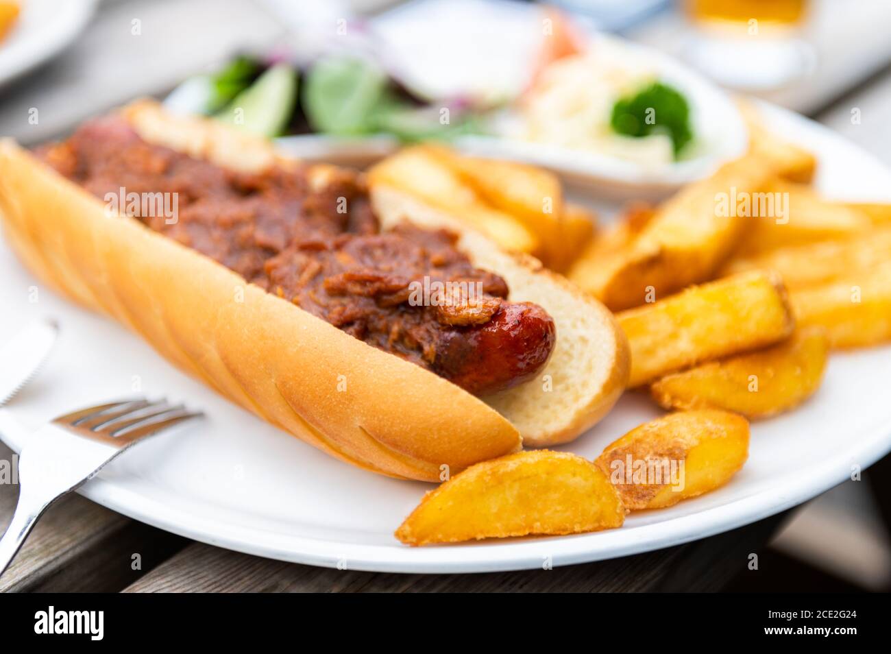 Hot dog and chips Stock Photo Alamy
