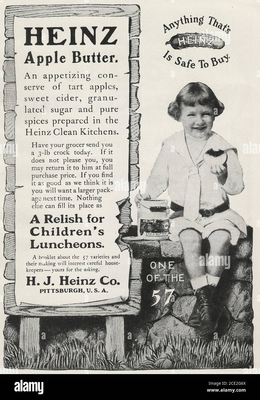 Advertisement for Heinz Apple Butter, circa 1920 Stock Photo