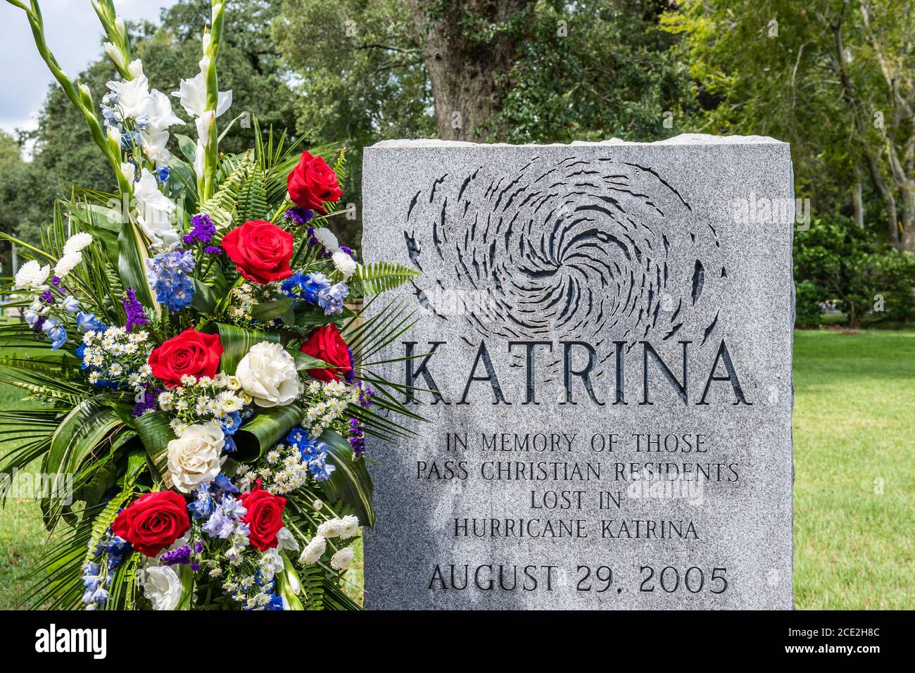 Hurricane Katrina memorial 15 year anniversary, Pass Christian, Mississippi, USA. Stock Photo