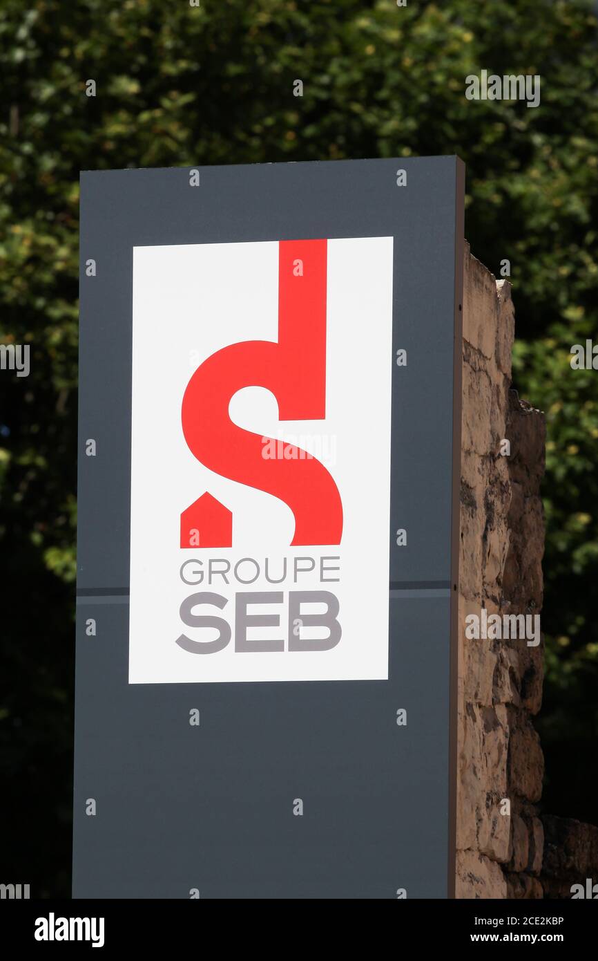 Tournus, France - July 5, 2020: Groupe SEB logo on a wall. Groupe SEB is a large French consortium that produces small appliances Stock Photo