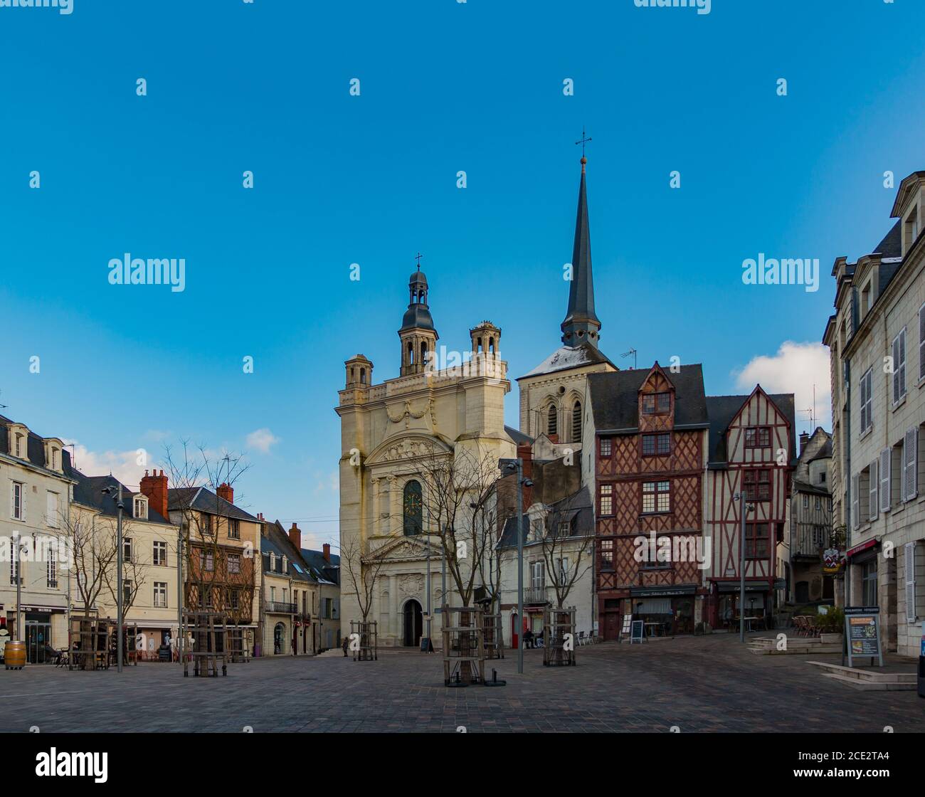 A picture of the Place Saint-Pierre in Saumur. Stock Photo