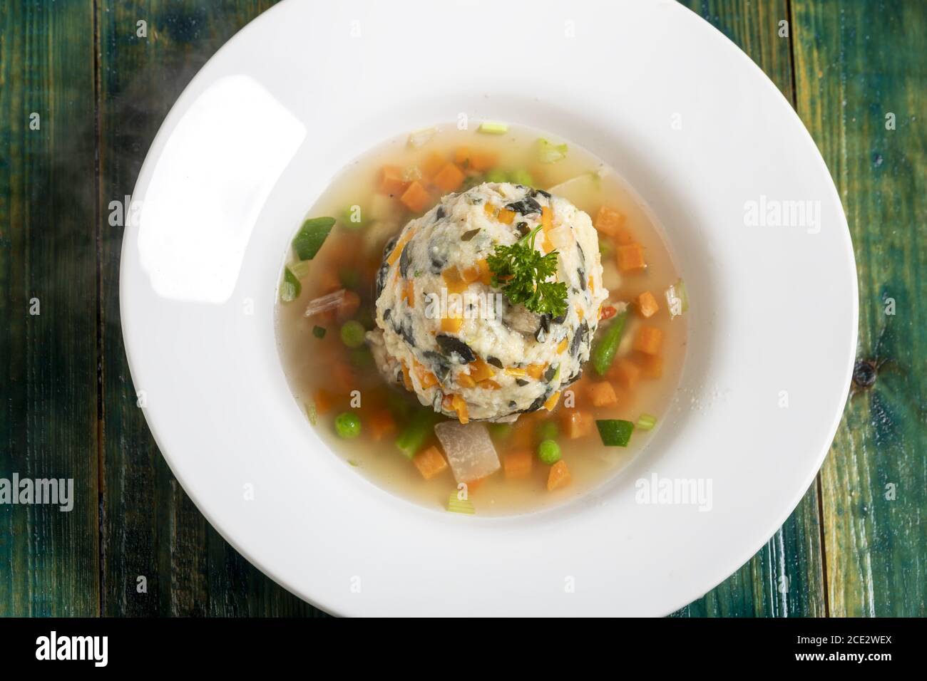 Vegetable soup with dumplings Stock Photo