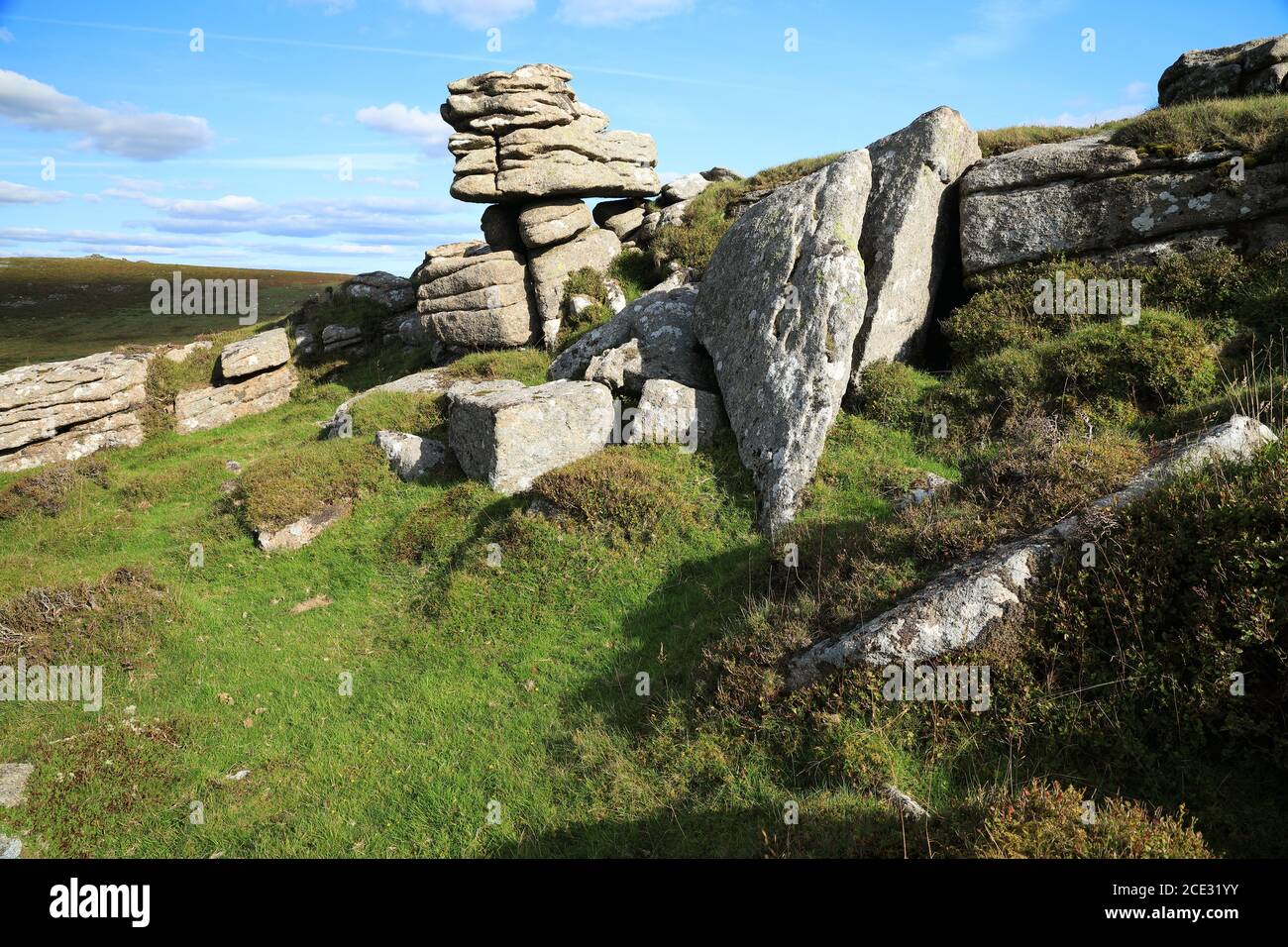 Rock stacks on Yar tor, Dartmoor National Park, Devon, England, UK ...